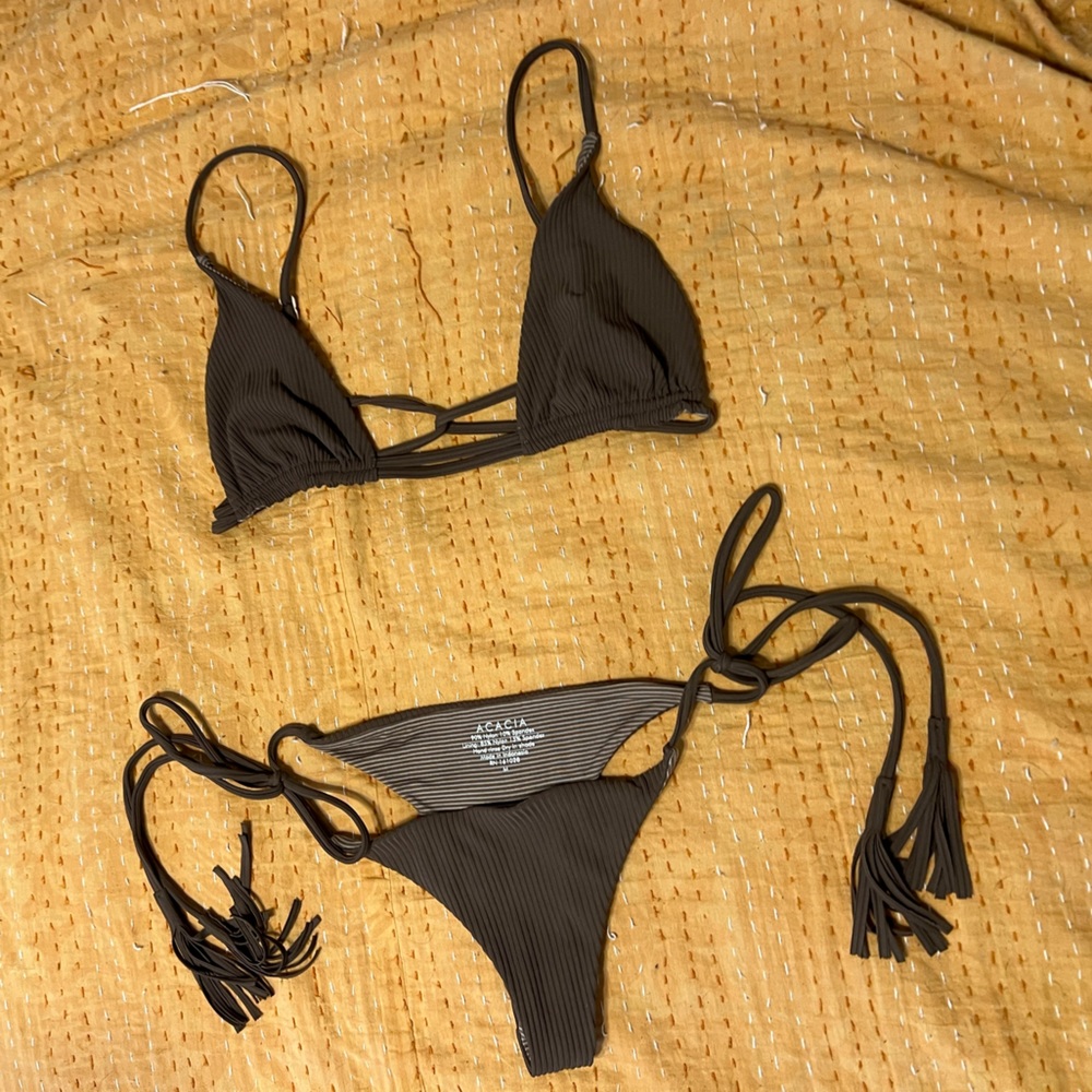 Acacia Swimwear Set in Chocolate Ribbed